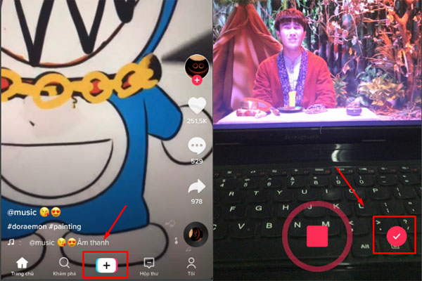 Quay video trực tiếp trên tik tok để lấy nhạc