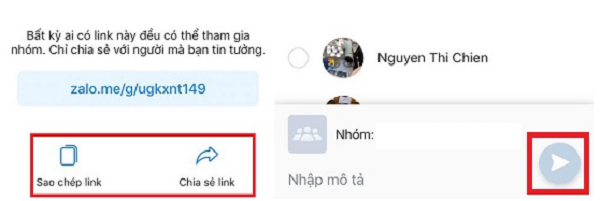 Nhấn vào sao chép link để chia sẻ