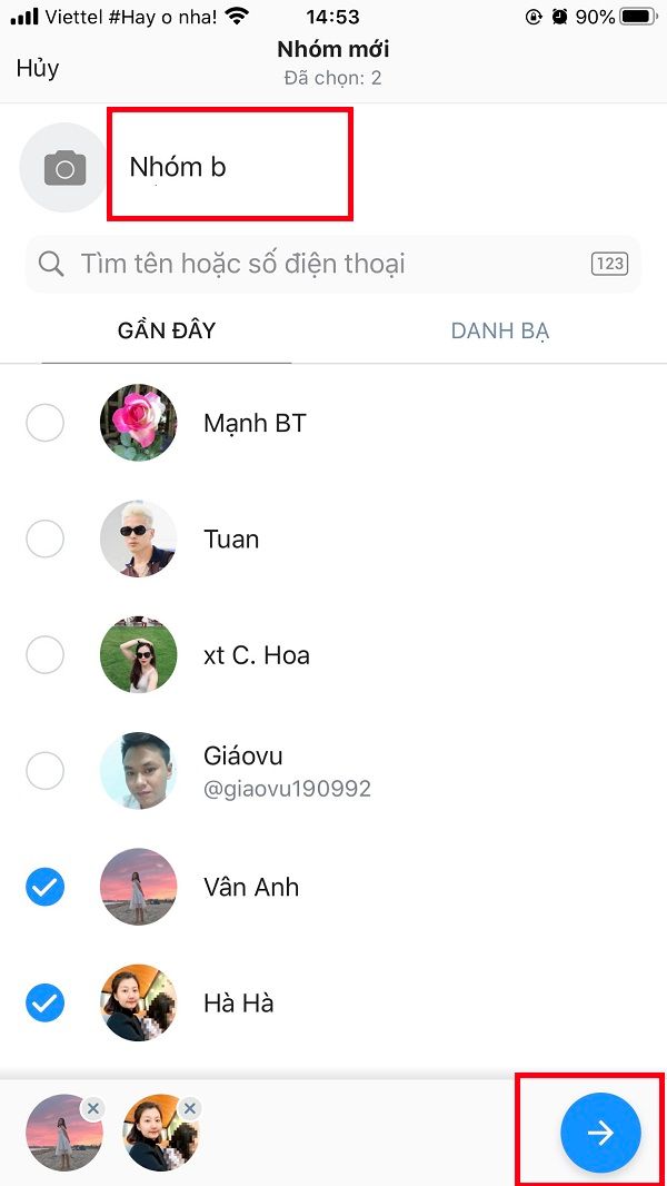 Chọn những người bạn muốn thêm vào group chat Zalo