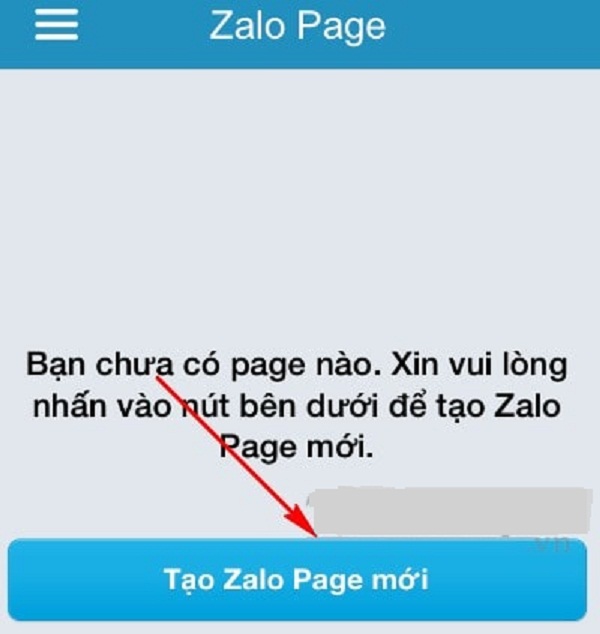 Nhấn vào Tạo Zalo Page mới