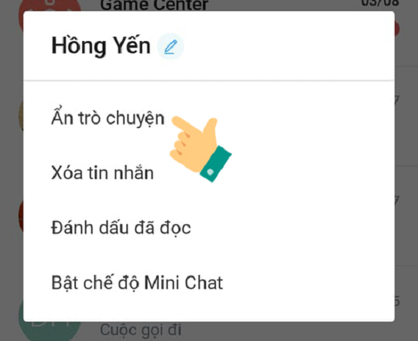 Nhấn chon ẩn trò chuyên