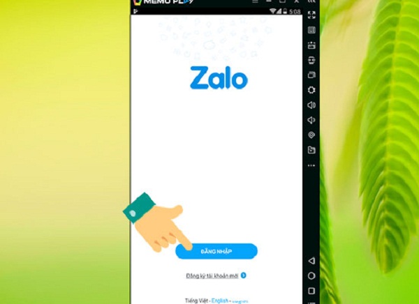 Đăng nhập Zalo trên ứng dụng giả lập