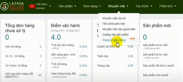 Cách trang trí gian hàng trên Lazada