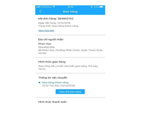 Đăng nhập app Tiki kiểm tra đơn hàng