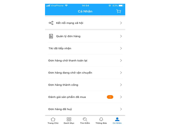 Tiki tracking đơn hàng trên app
