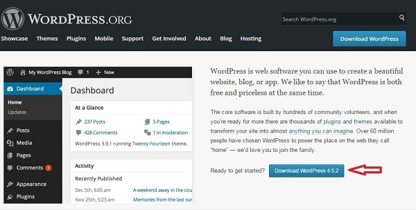 Tải về WordPress để tạo website bán hàng