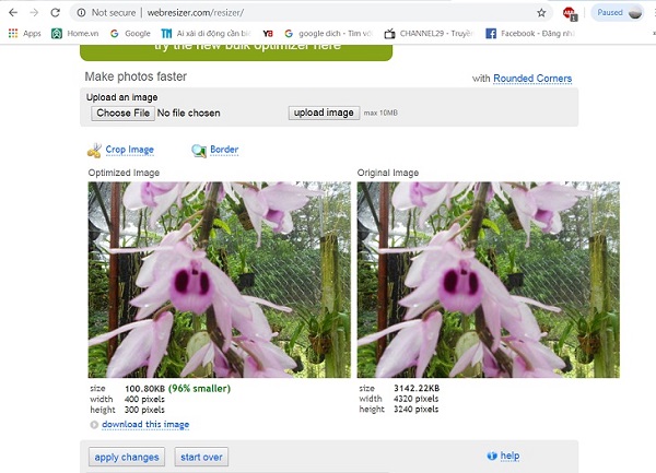 WebResizer - công cụ giảm dung lượng ảnh online và chỉnh sửa cơ bản
