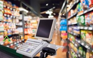 supermarket or grocery store checkout payment terminal