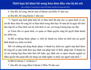 Thời hạn bổ sung hóa đơn đầu vào