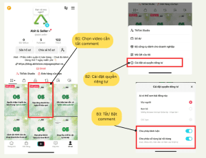 cách bật/tắt comment tiktok 1 bài