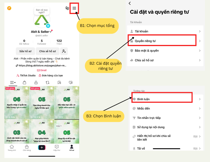 tắt/bật comment tiktok tất cả bài viết