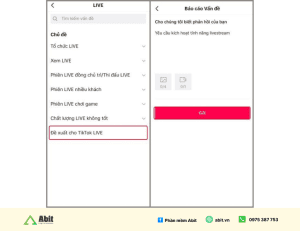 gửi phiếu hỗ trợ tiktok