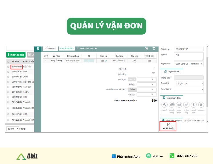 quản lý vận đơn
