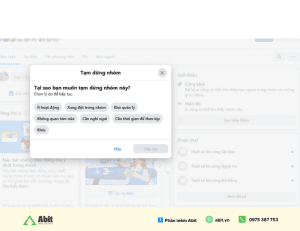 tạm dừng nhóm trên Facebook