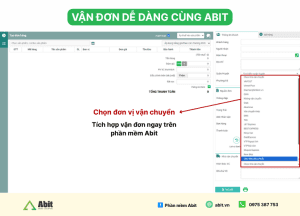 vận đơn cùng phần mềm Abit