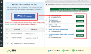 kết nối chat nhiều fanpage