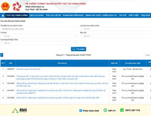 Các loại thông báo trên cổng dịch vụ công cục thuế